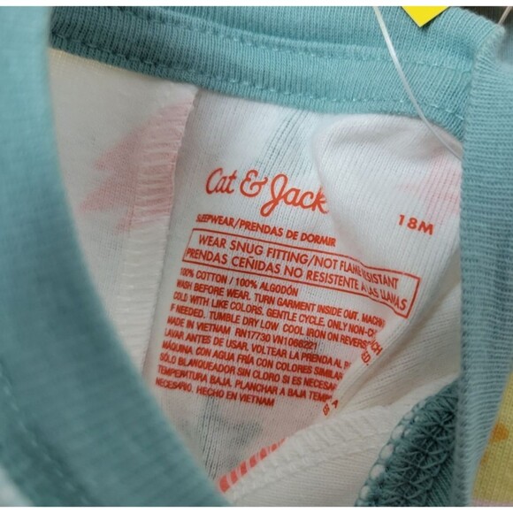 NWT Cat & Jack 18m Space & Stripes One Piece Pajamas Sleepwear Two Pack - Picture 7 of 7